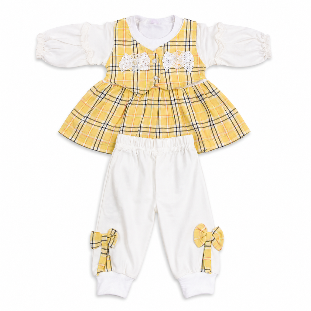 Girls Plaid 2-Piece Frock Set