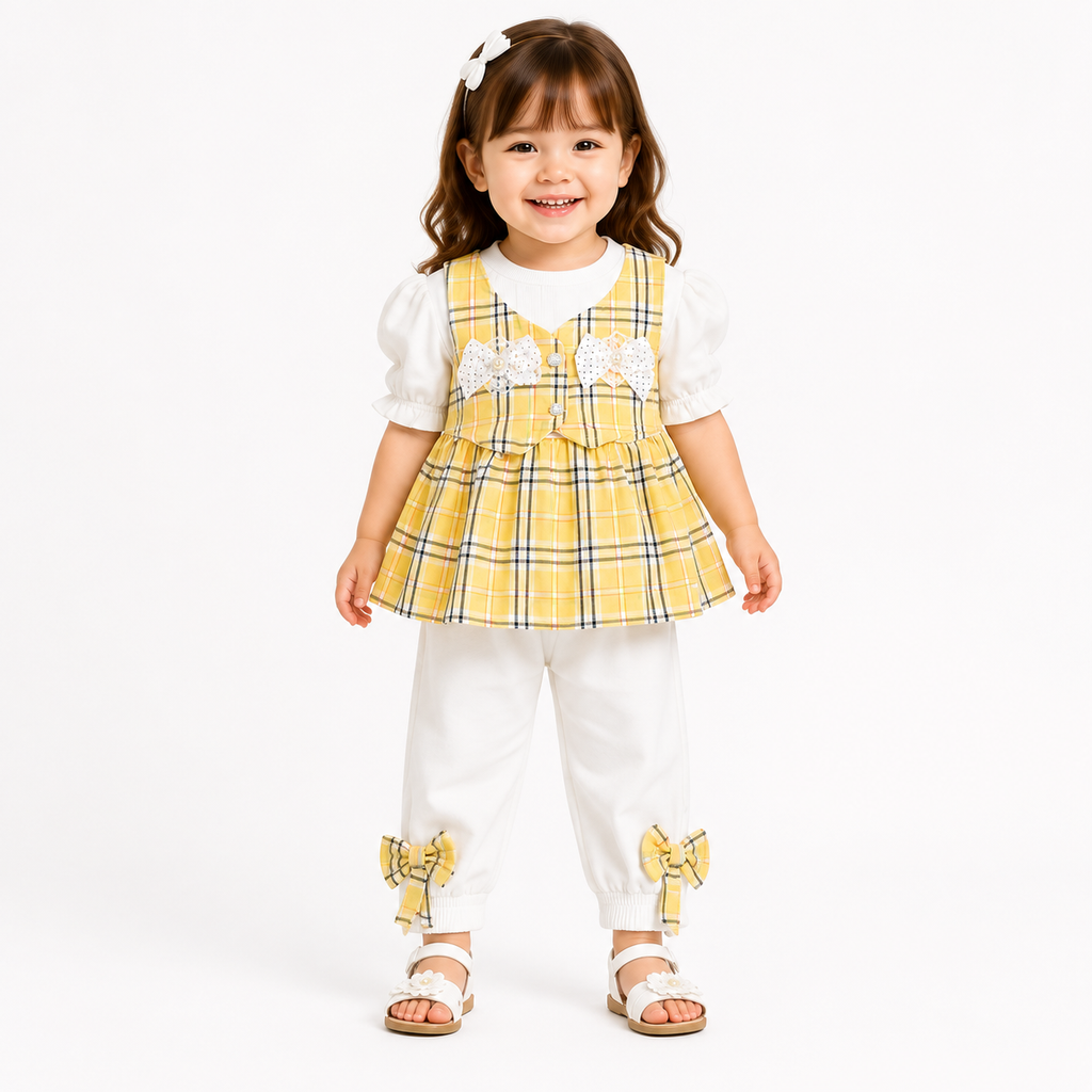 Girls Plaid 2-Piece Frock Set