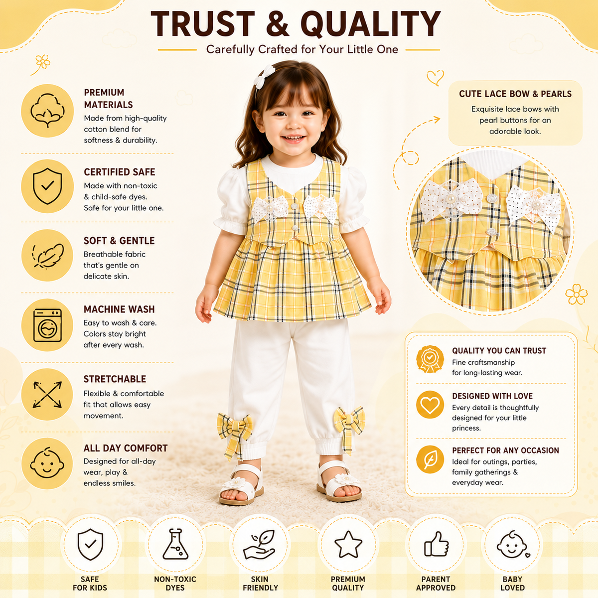 Girls Plaid 2-Piece Frock Set