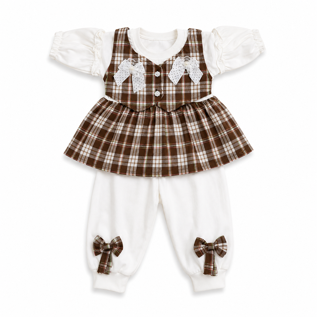 Girls Plaid 2-Piece Frock Set