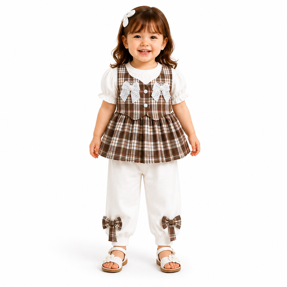 Girls Plaid 2-Piece Frock Set