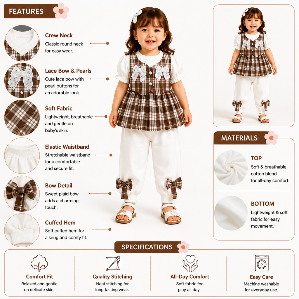 Girls Plaid 2-Piece Frock Set