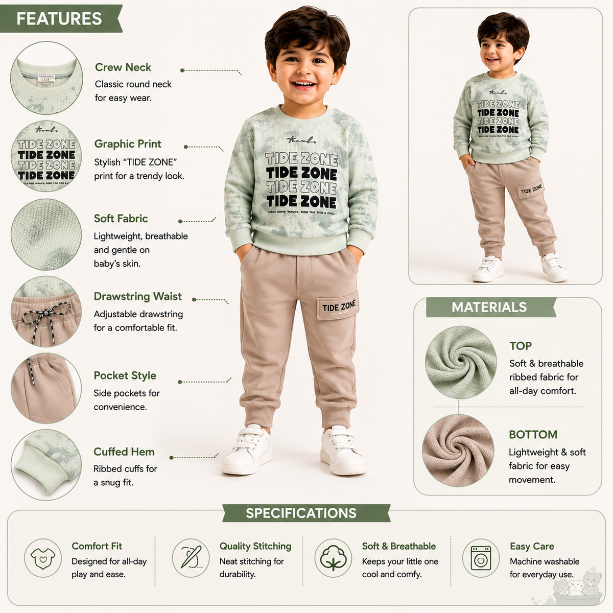 Boys Green 2-Piece Sweatshirt & Jogger Set