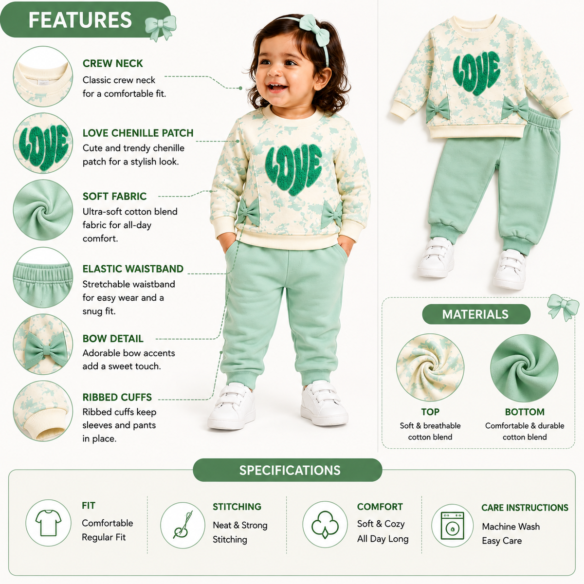 Girls LOVE Patch 2-Piece Outfit Set