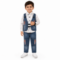 Boys 3 Piece Denim Vest Outfit Set