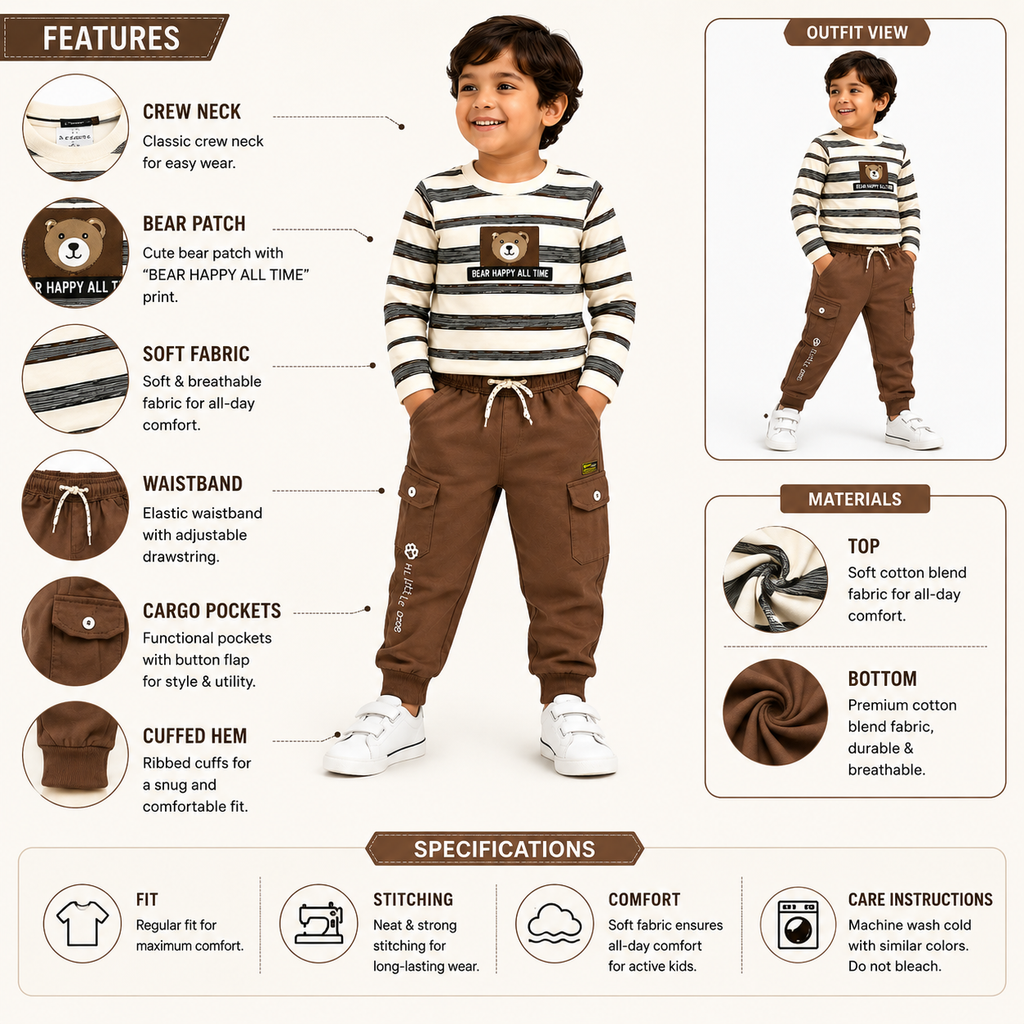 Boys Bear 2-Piece Jogger Pants Outfit Set
