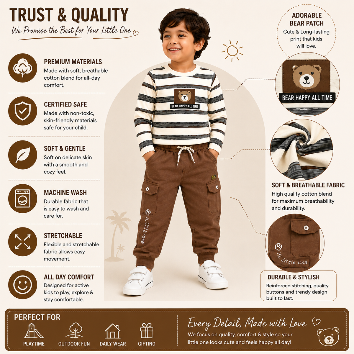Boys Bear 2-Piece Jogger Pants Outfit Set