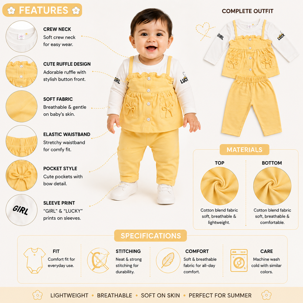 Baby Girl 3-Piece Ruffle Outfit Set