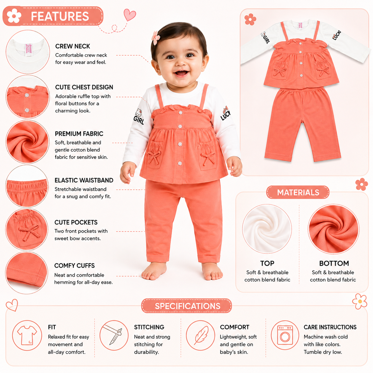 Baby Girl 3-Piece Ruffle Outfit Set