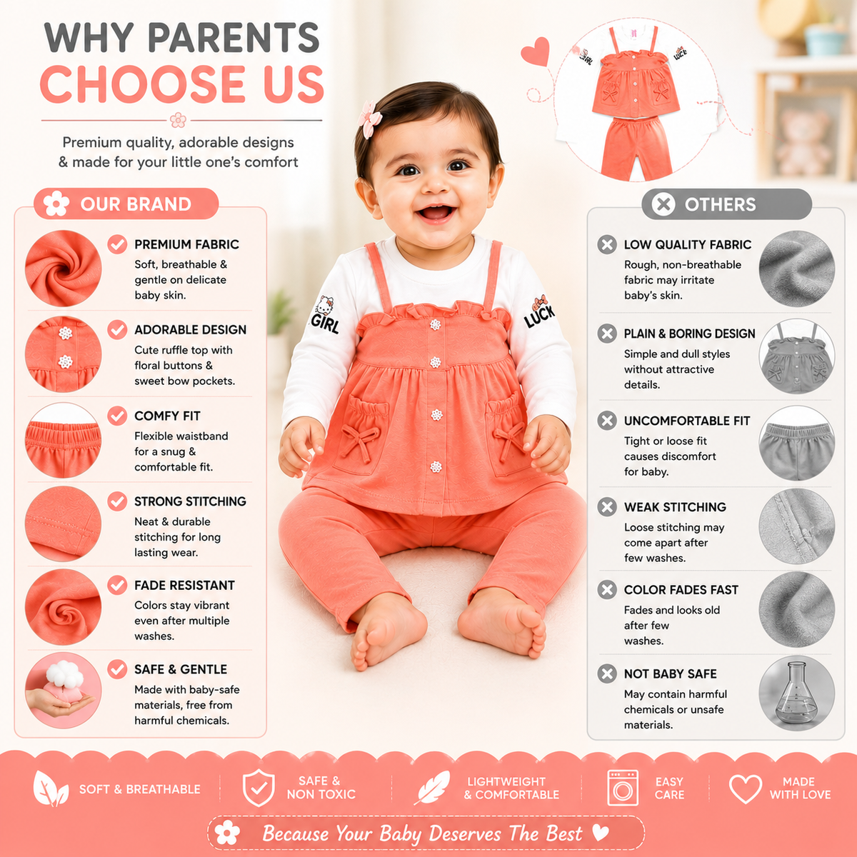 Baby Girl 3-Piece Ruffle Outfit Set