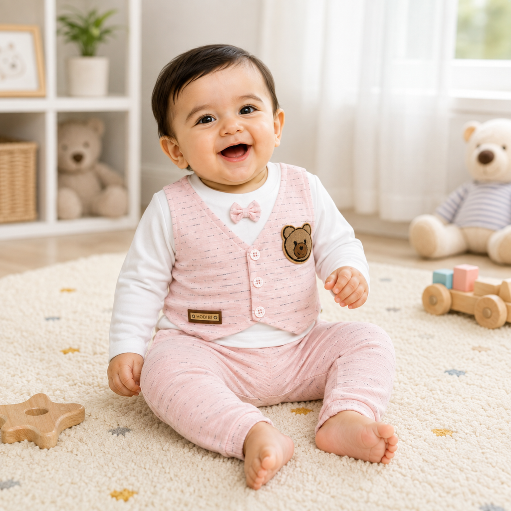 Baby Bear Vest 2-Piece Outfit Set
