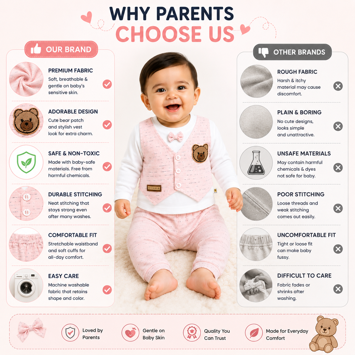 Baby Bear Vest 2-Piece Outfit Set
