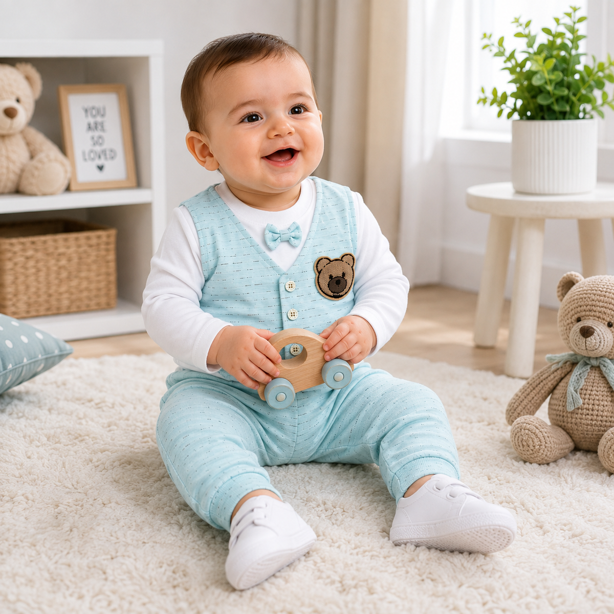 Baby Bear Vest 2-Piece Outfit Set