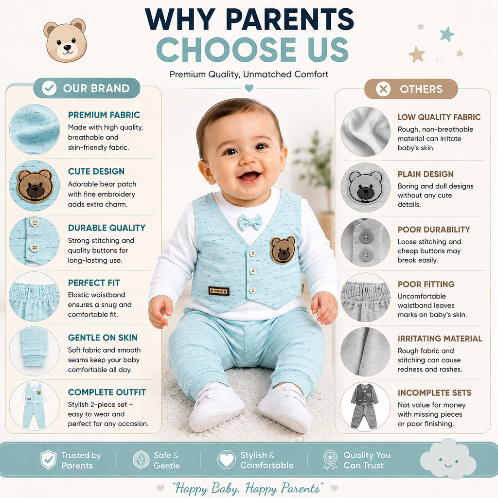 Baby Bear Vest 2-Piece Outfit Set