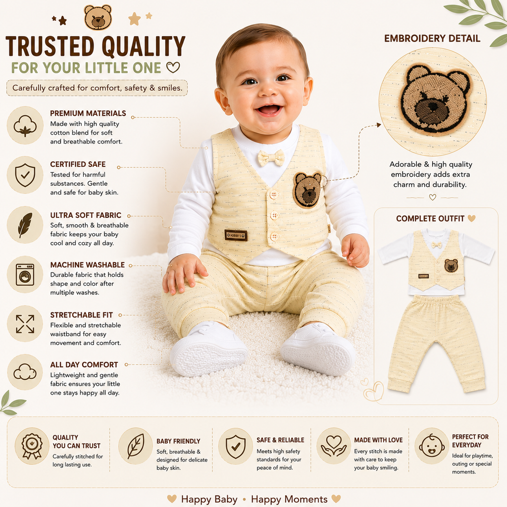 Baby Bear Vest 2-Piece Outfit Set