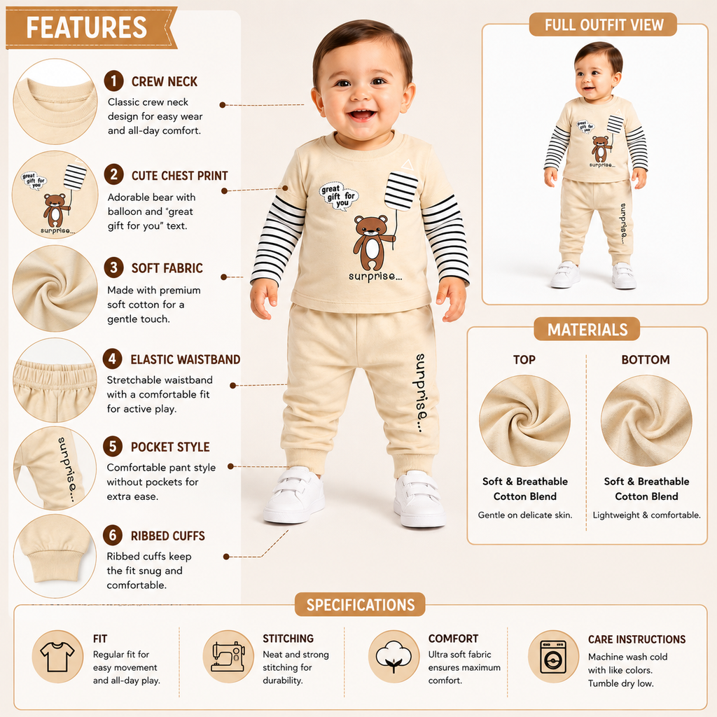 Baby Teddy Bear 2-Piece Outfit Set
