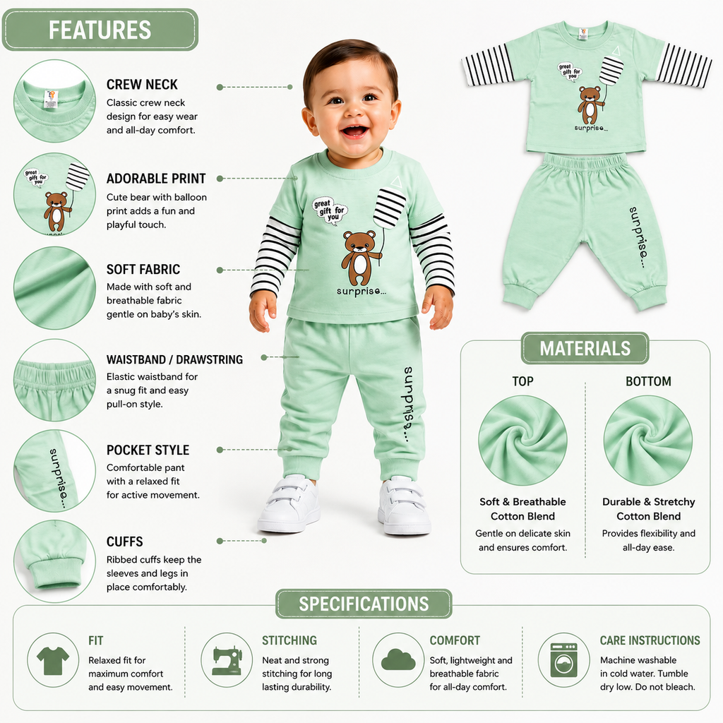 Baby Teddy Bear 2-Piece Outfit Set