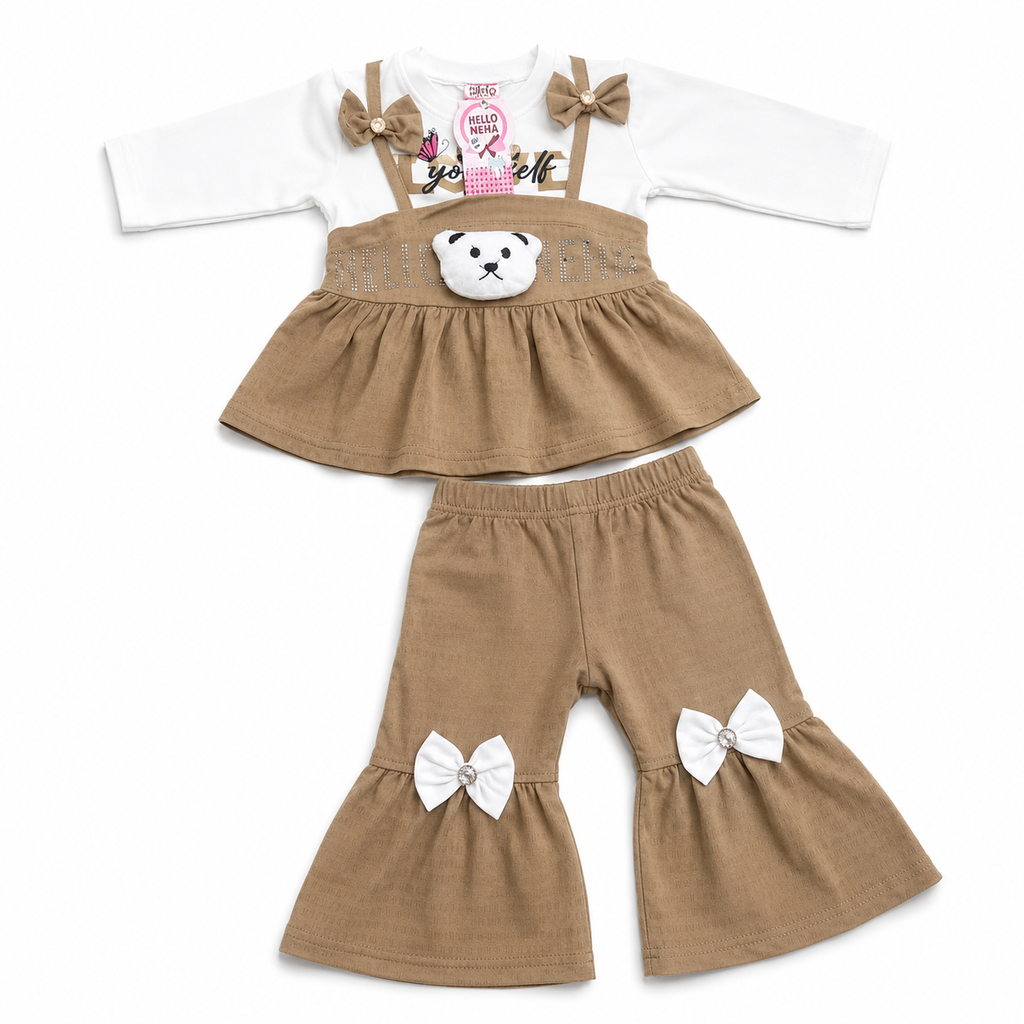 Girls Bear Bow 2-Piece Outfit Set