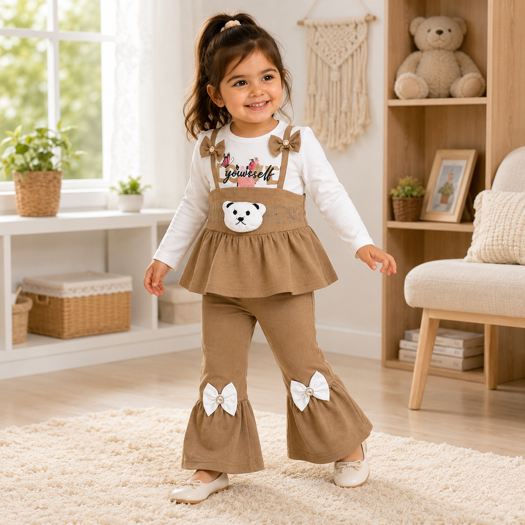 Girls Bear Bow 2-Piece Outfit Set