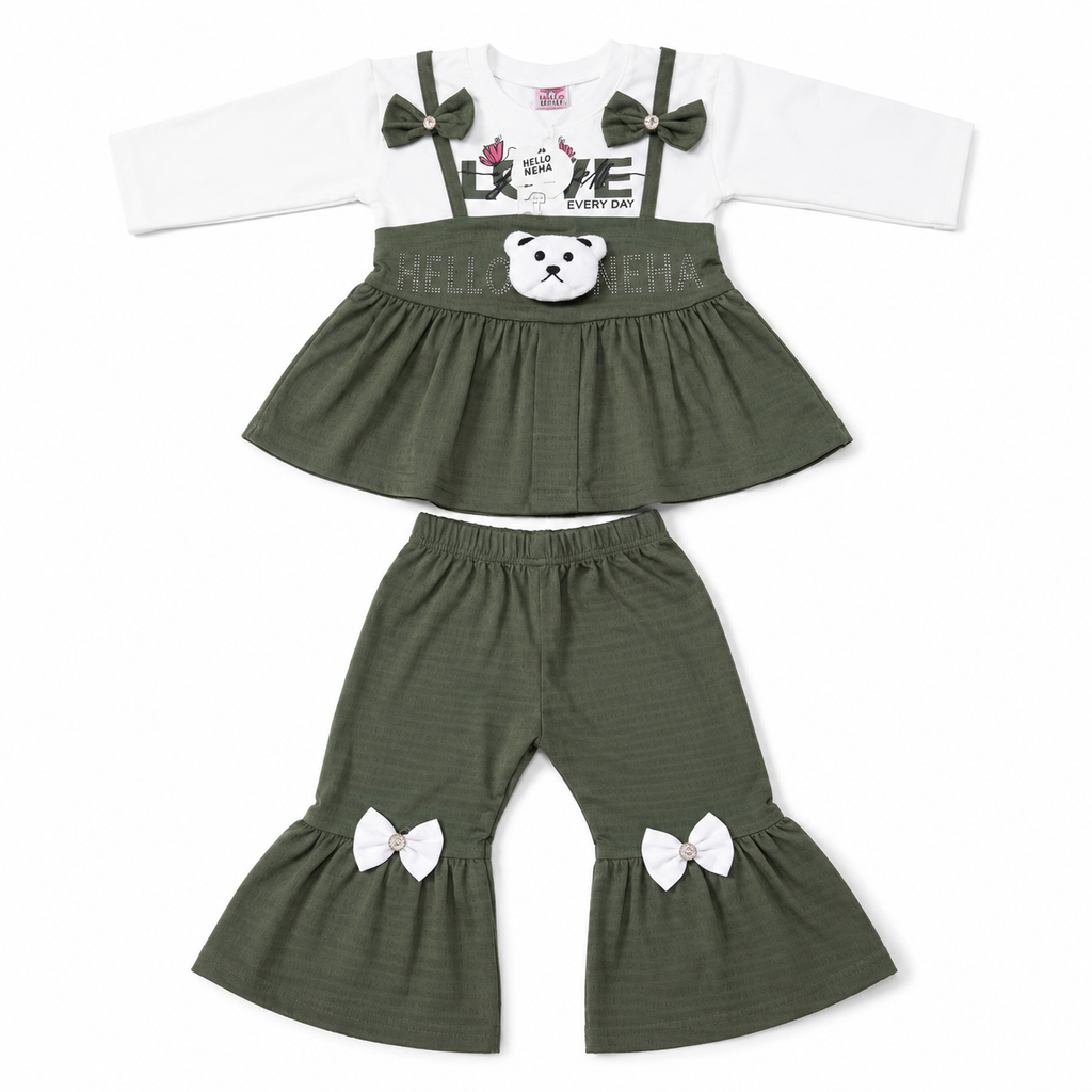 Girls Bear Bow 2-Piece Outfit Set