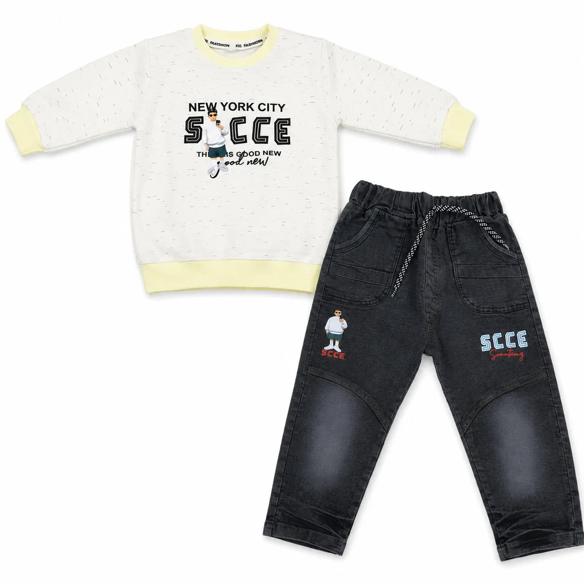 Boys 2-Piece Summer Outfit Set – Printed Top & Casual Pants