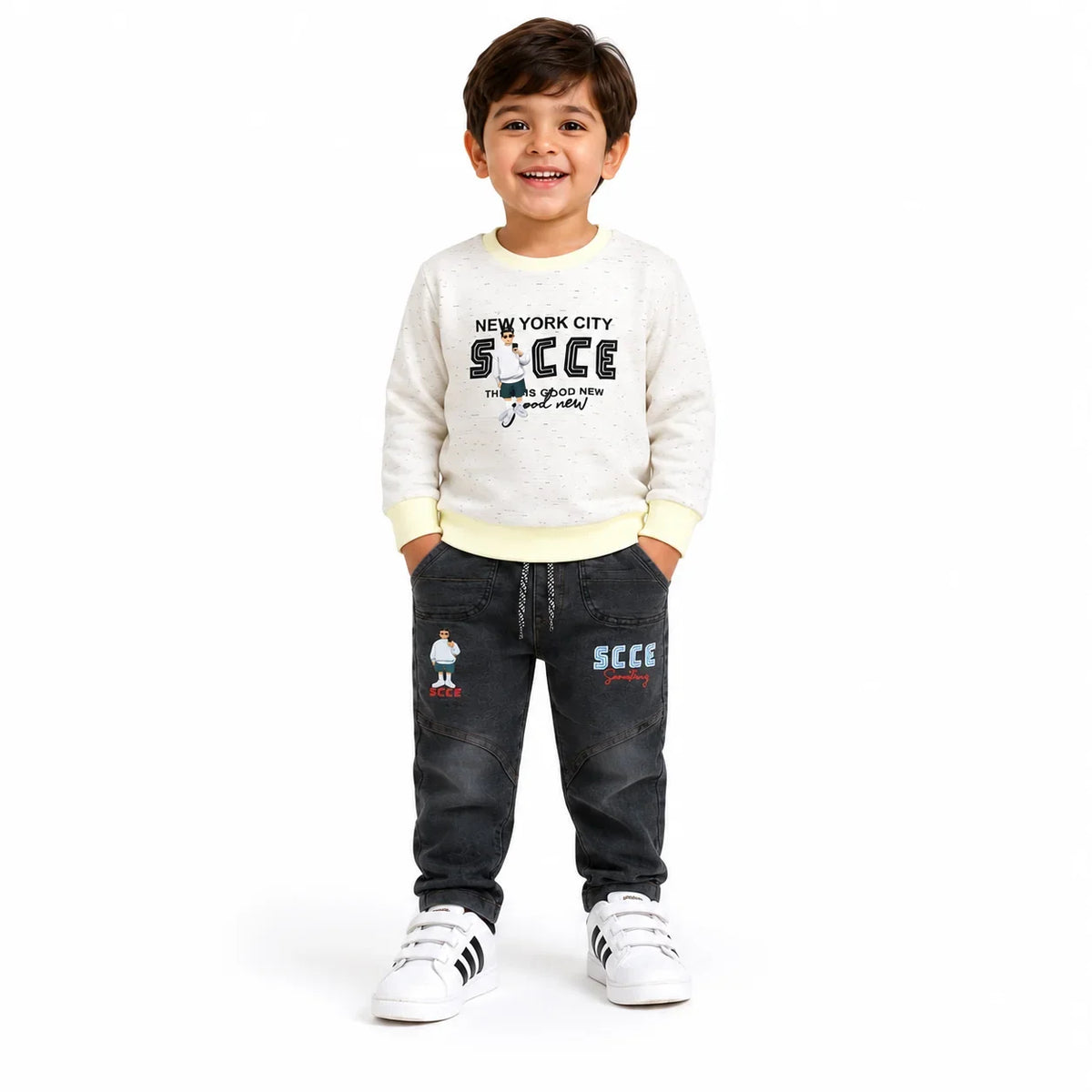 Boys 2-Piece Summer Outfit Set – Printed Top & Casual Pants
