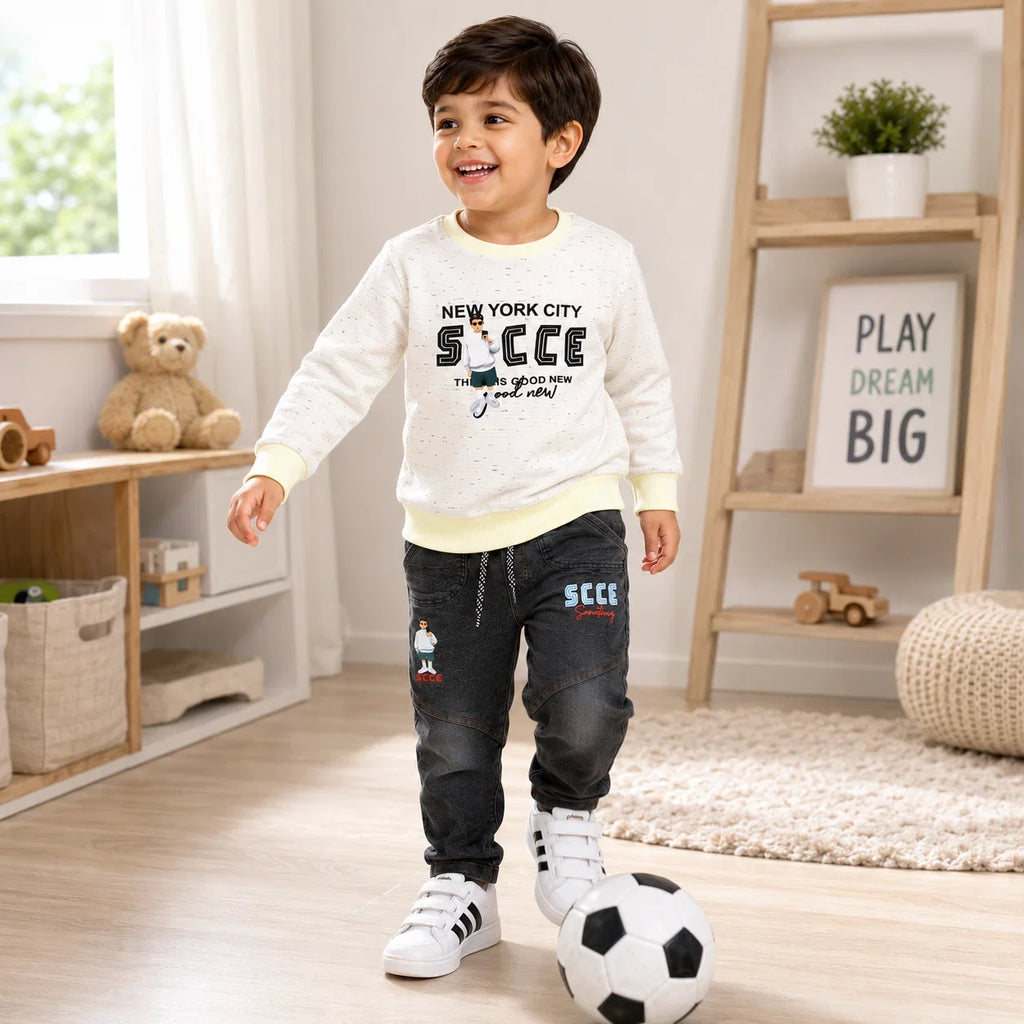 Boys 2-Piece Summer Outfit Set – Printed Top & Casual Pants