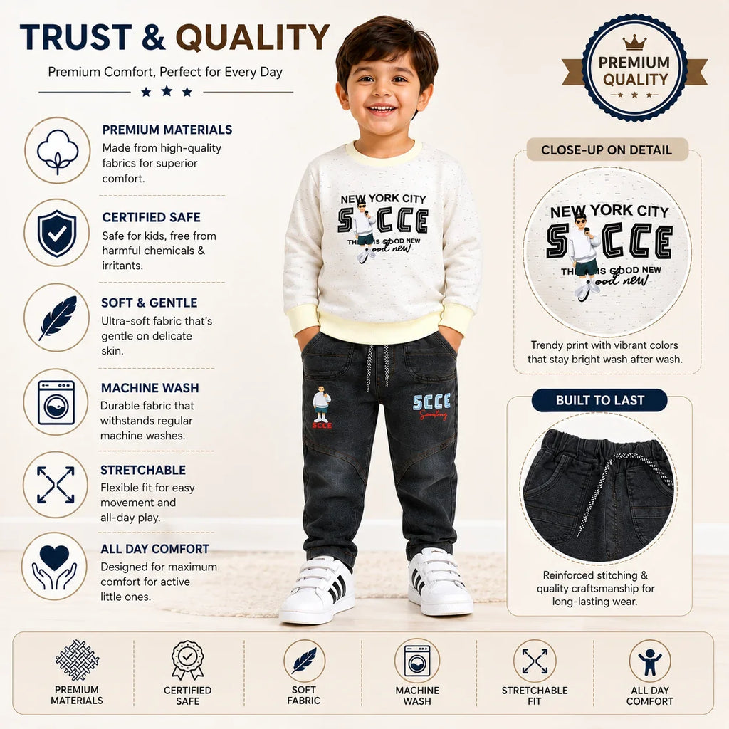 Boys 2-Piece Summer Outfit Set – Printed Top & Casual Pants