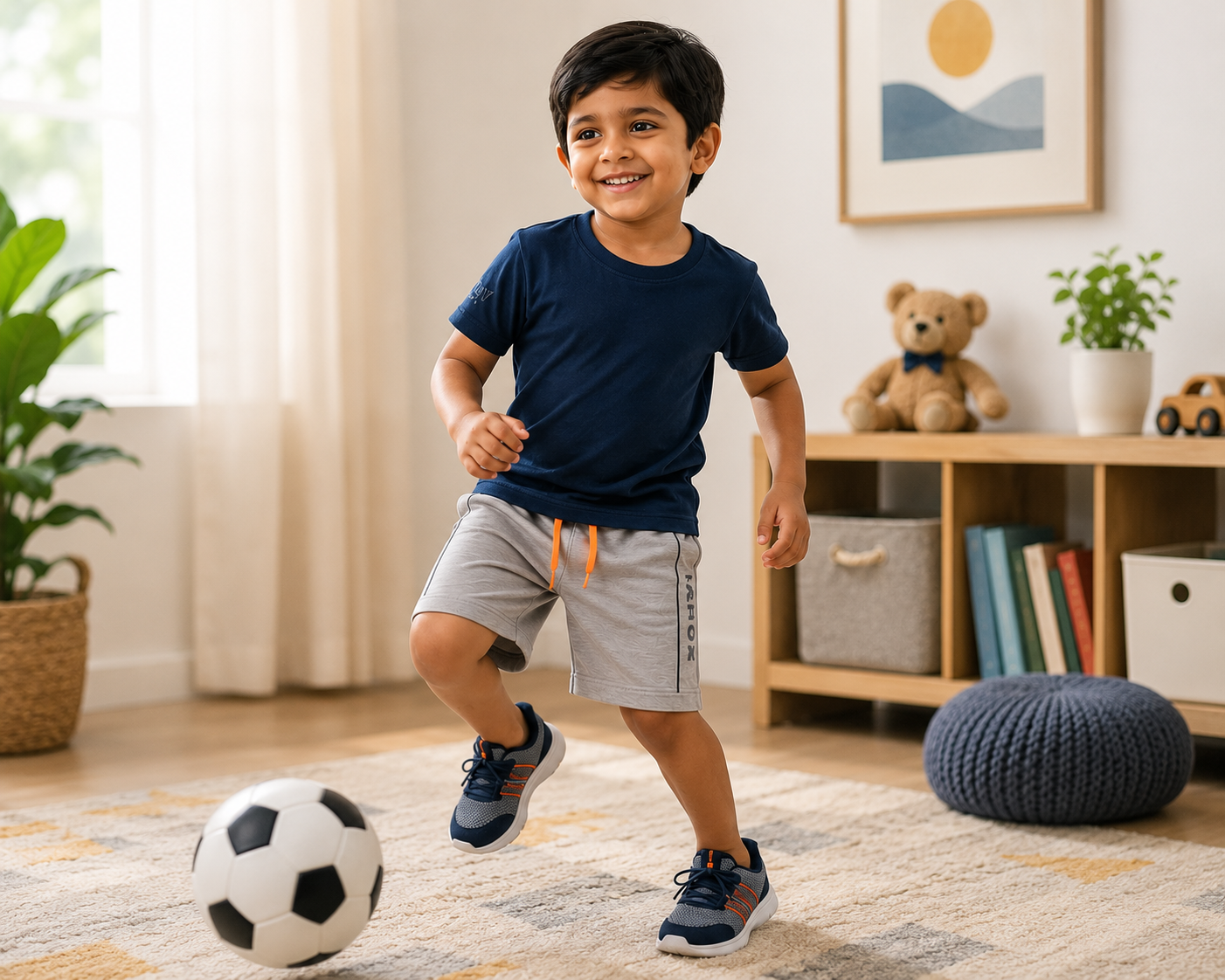 Boys Navy Letter Print T-Shirt and Shorts Set – Kids Smart Casual Outfit