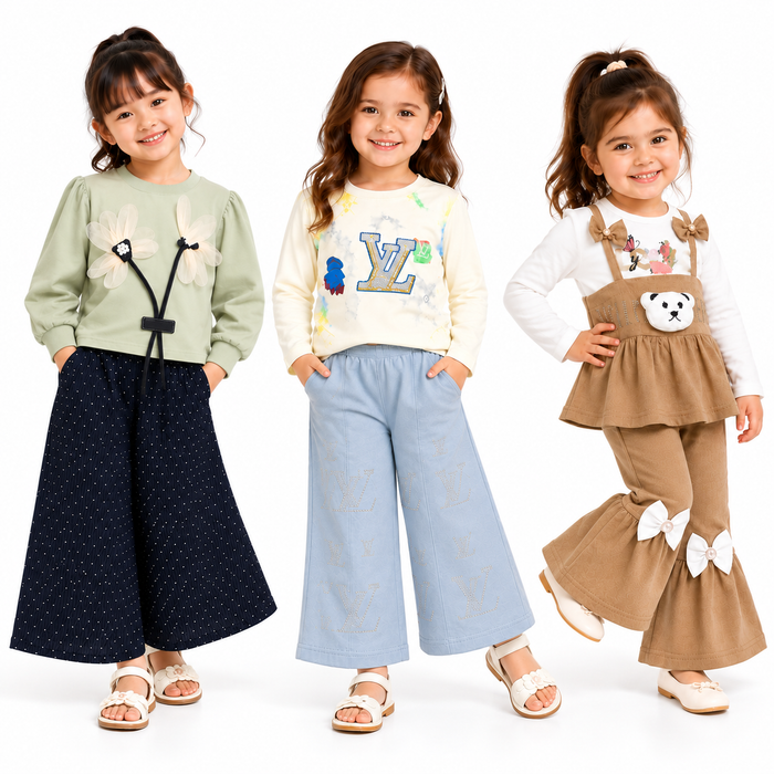 Girls 3-Piece Outfit Bundle for Girls | Tops & Pants Sets