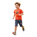 Mini & Mama boys orange graphic t-shirt and blue denim-look shorts set with graphic print and drawstring